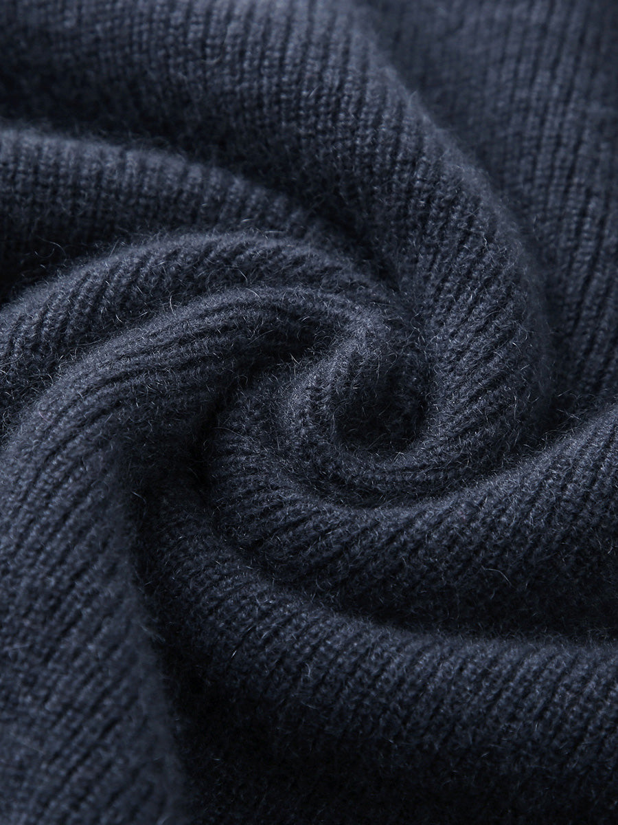 COMOBOCA 100% Cashmere Women's Contrast Trim Zip Sweater