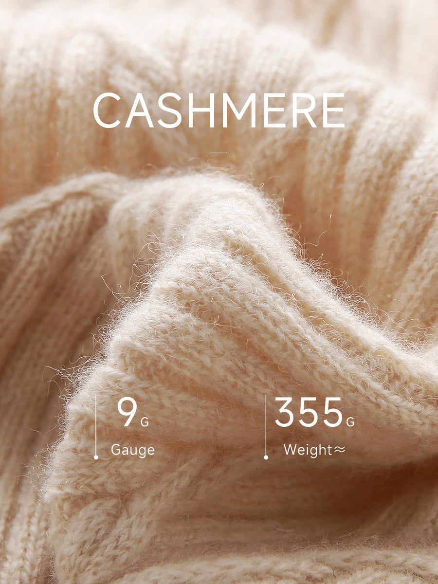 COMOBOCA 100% Cashmere Women's Cable Knit Hoodie