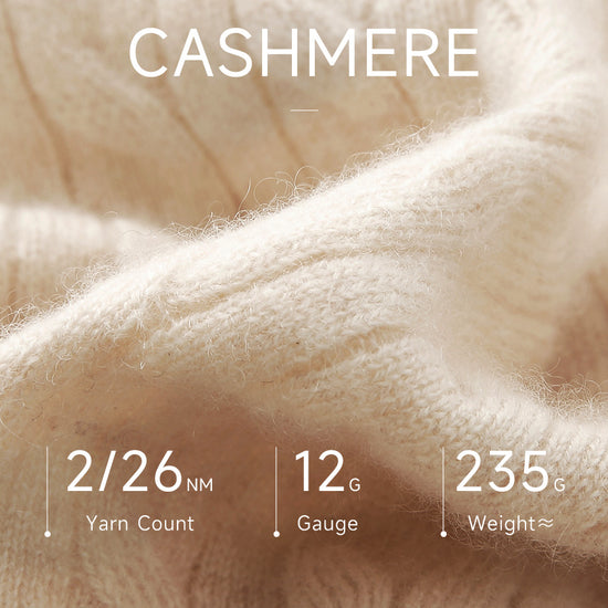 COMOBOCA 100% Cashmere Women's Cable Round Neck Knit Sweater