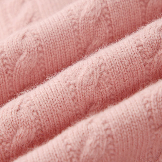 COMOBOCA 100% Wool Kid's Floral Embroidered Cable Knit Cardigan