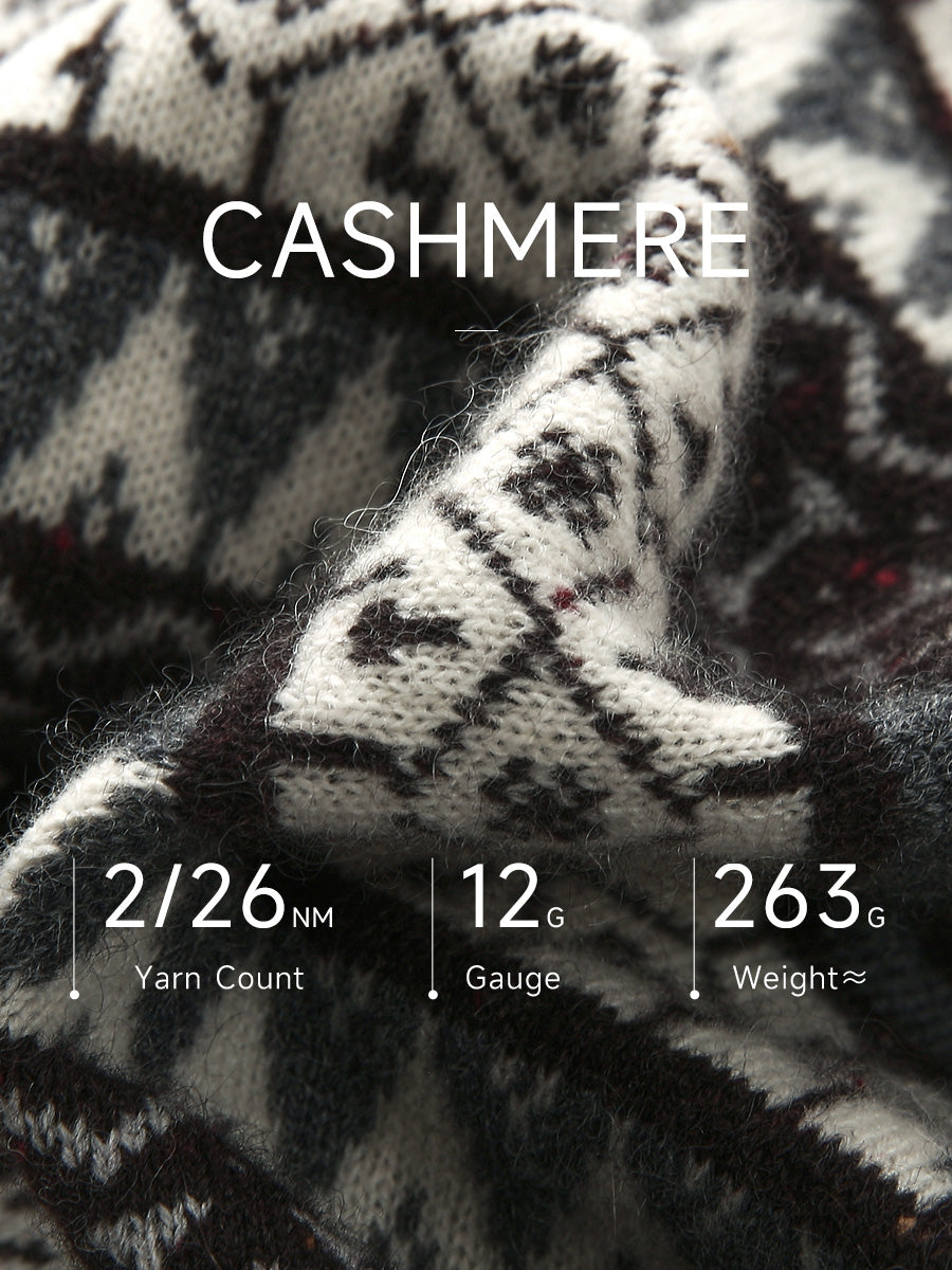 COMOBOCA 100% Cashmere Women's Fair Isle Knit Cardigan