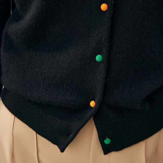 COMOBOCA 100% Cashmere Women's Pumpkin Embroidery Knit Cardigan