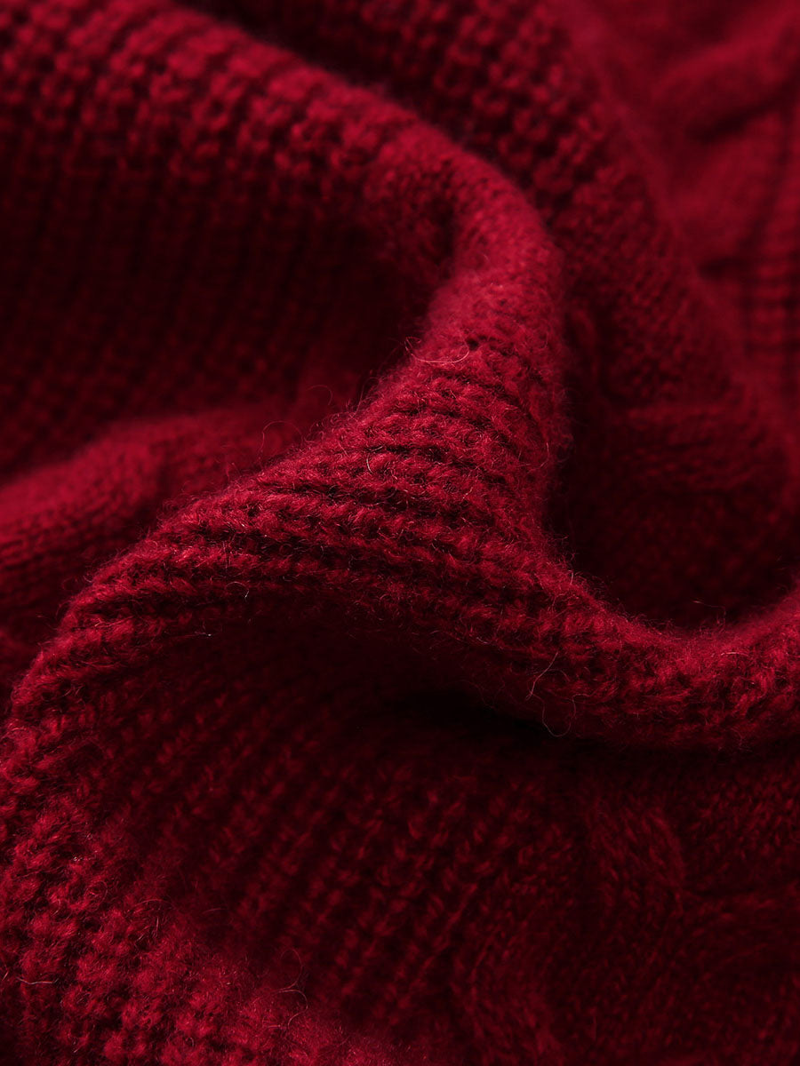 COMOBOCA 100% Wool Women's Cozy Cable Knit Long Coat