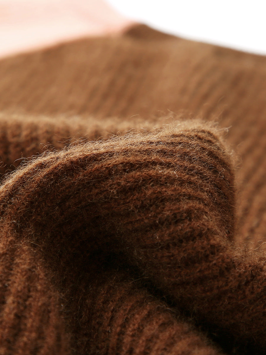 COMOBOCA 100% Cashmere Women's Color Block Knit Sweater