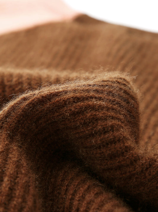 COMOBOCA 100% Cashmere Women's Color Block Knit Sweater