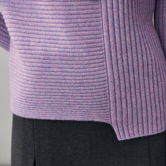 COMOBOCA 100% Cashmere Women's Asymmetric Ribbed Mock Neck Sweater