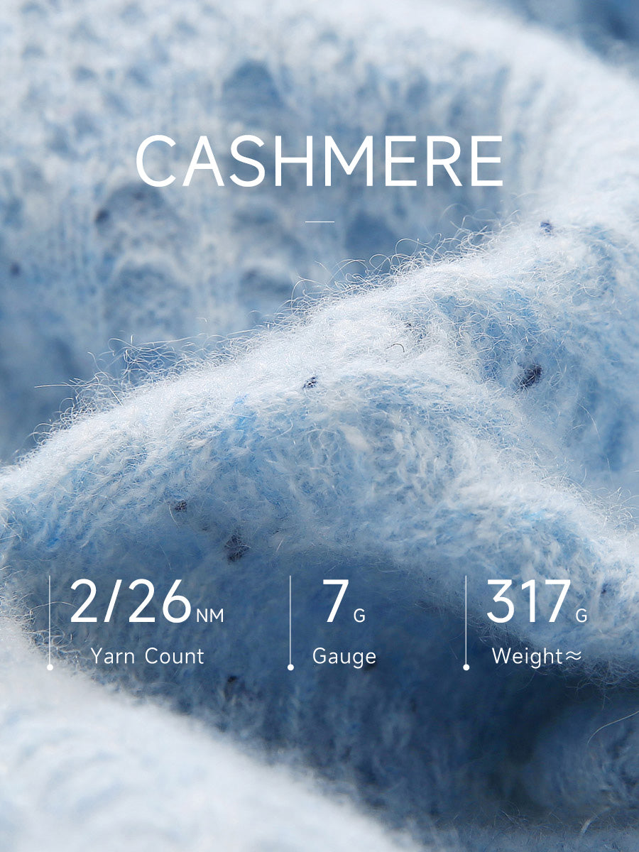 COMOBOCA 100% Cashmere Women's Openwork Knit Round Neck Sweater