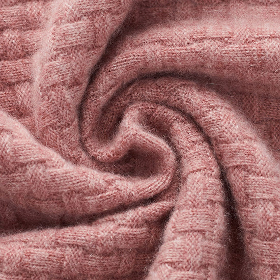 COMOBOCA 100% Cashmere Women's Round Neck Ribbed Knit Sweater