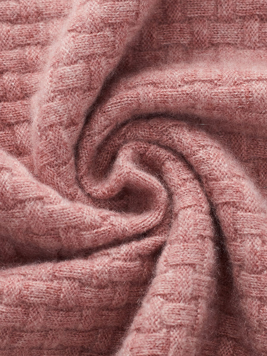 COMOBOCA 100% Cashmere Women's Round Neck Ribbed Knit Sweater