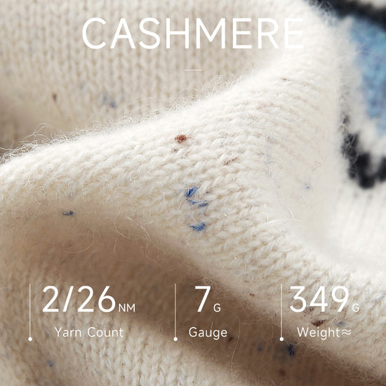 COMOBOCA 100% Cashmere Women's Fair Isle Mock Neck Sweater