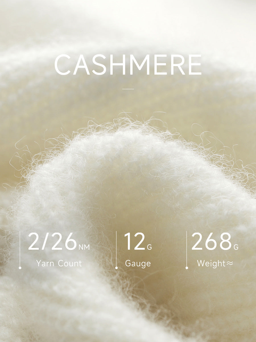 COMOBOCA 100% Cashmere Women's Color Block Round Neck Sweater