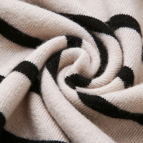 COMOBOCA 100% Wool Kids' Striped Collar Sweater