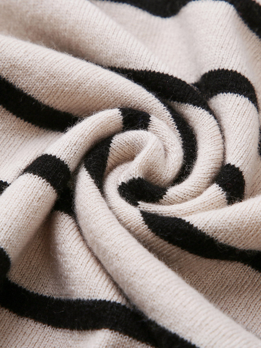 COMOBOCA 100% Wool Kids' Striped Collar Sweater