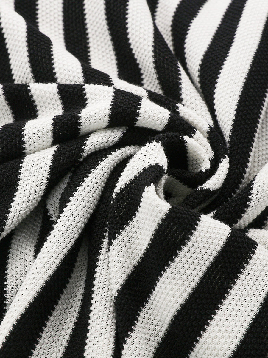 COMOBOCA Women's Striped Polo Knit T-Shirt