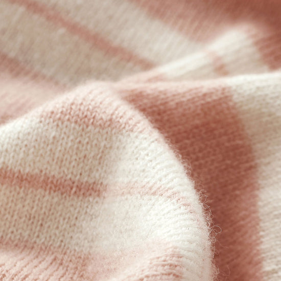 COMOBOCA 100% Wool Kids' Striped Heart Round Neck Sweater