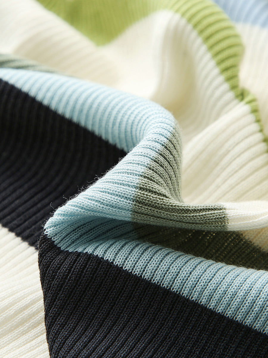 COMOBOCA Women's Versatile Striped Zip-Up Hoodie Cardigan