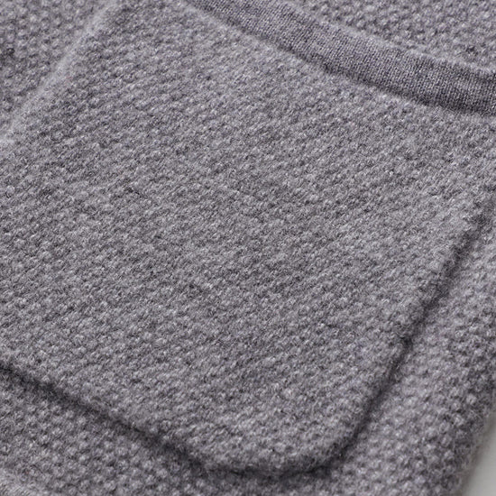 COMOBOCA 100% Cashmere Women's Striped Sleeve Knit Pocket Cardigan