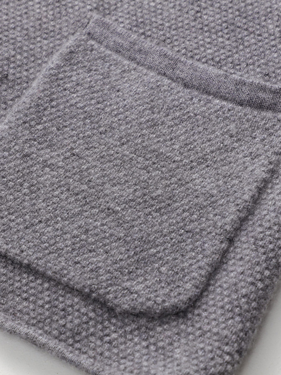 COMOBOCA 100% Cashmere Women's Striped Sleeve Knit Pocket Cardigan