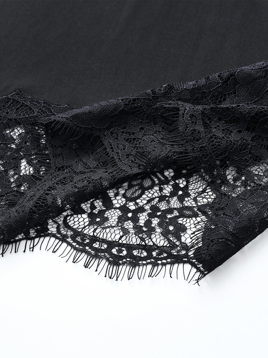 COMOBOCA Women's Chic Lace-Trimmed V-Neck Tank Top