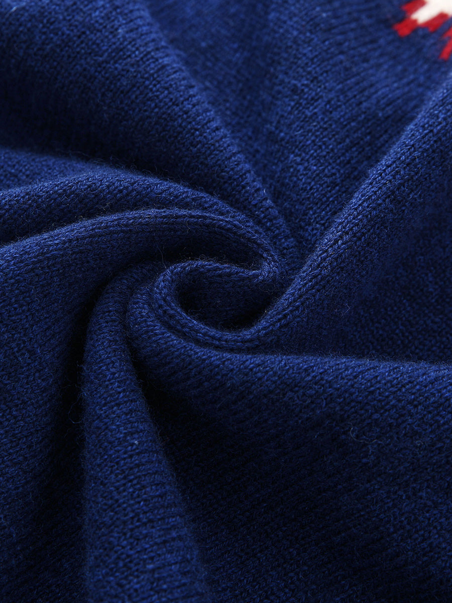 COMOBOCA 100% Wool Women's Fair Isle Inspired Button Down Cardigan