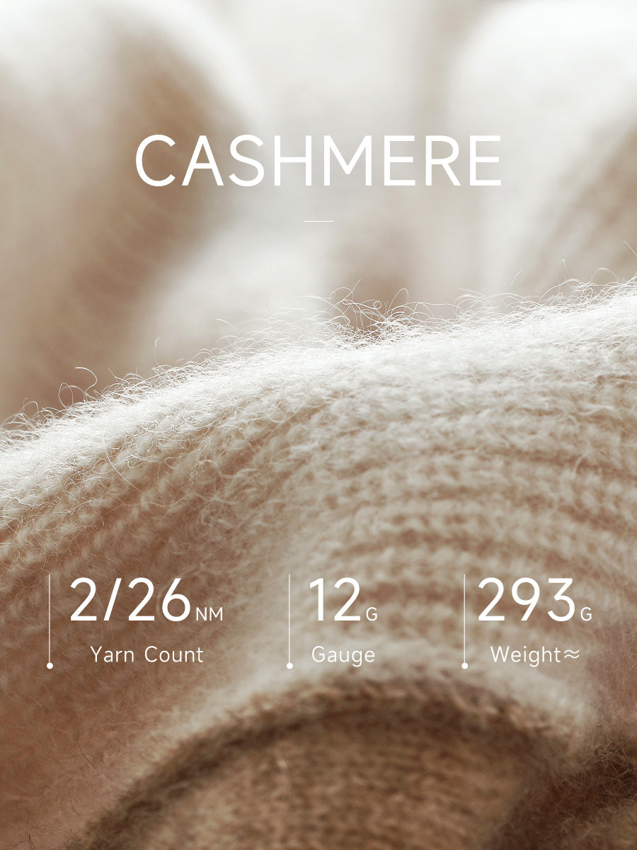 COMOBOCA 100% Cashmere Women's Color Block Round Neck Knit Sweater