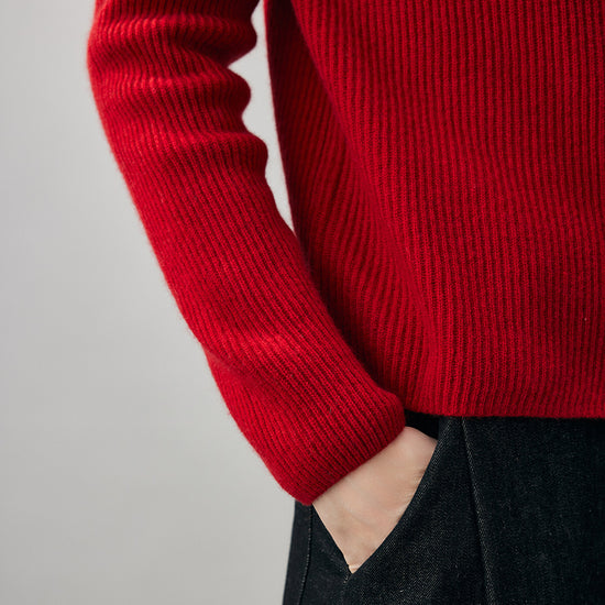 COMOBOCA 100% Cashmere Women's Contrast Trimmed Collared Knit Cardigan