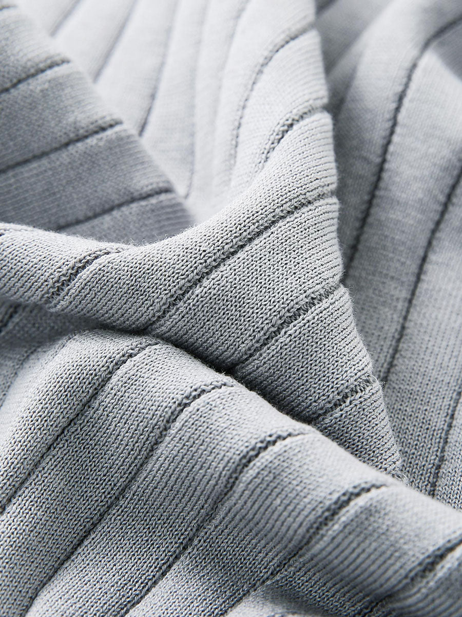 COMOBOCA Women's Ribbed Color Block Round Neck Knit Sweater