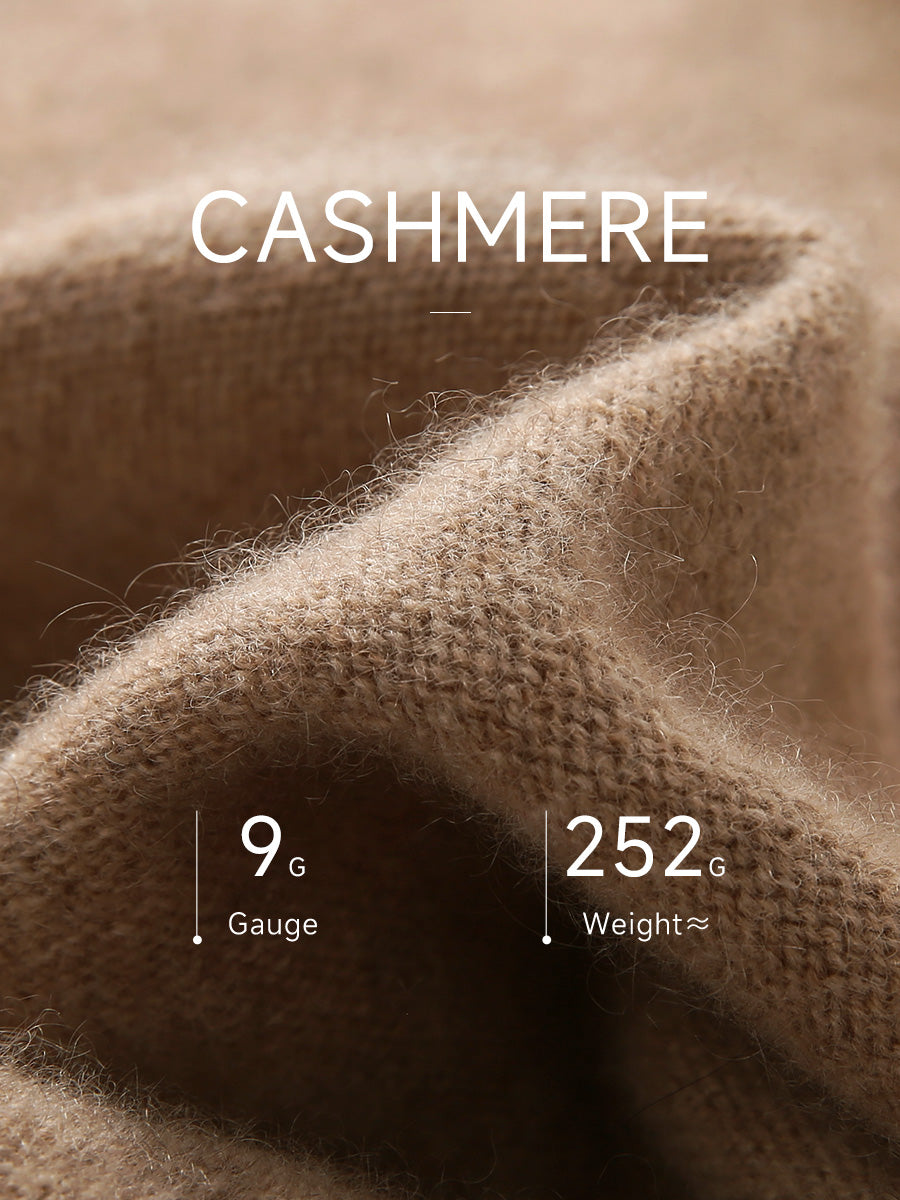 COMOBOCA 100% Cashmere Women's Cable Knit Mock Neck Sweater