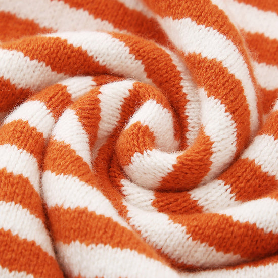 COMOBOCA 100% Wool Women's Striped Knit Pullover Sweater