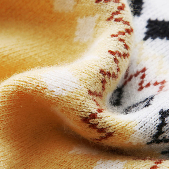 COMOBOCA 100% Wool Kids' Mock Neck Jacquard Sweater