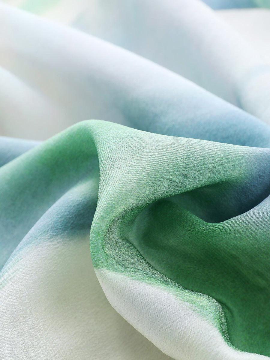 COMOBOCA 100% Mulberry Silk Women's Watercolor Print Shirt