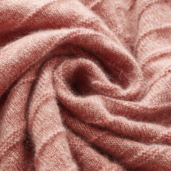 COMOBOCA 100% Cashmere Women's Ribbed Faux Knit Cardigan Sweater