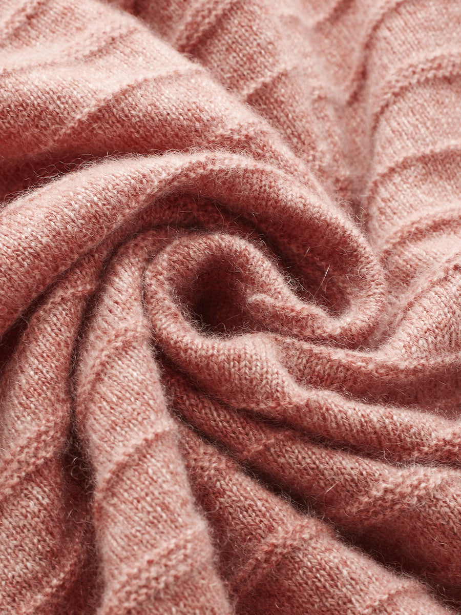 COMOBOCA 100% Cashmere Women's Ribbed Faux Knit Cardigan Sweater