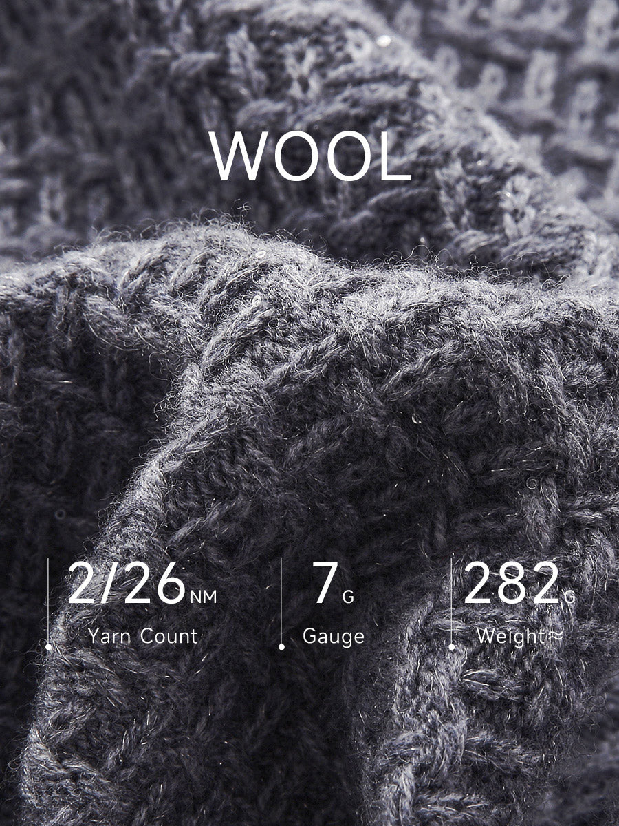 COMOBOCA 100% Wool Women's Button Down Frayed Hem Knit Vest