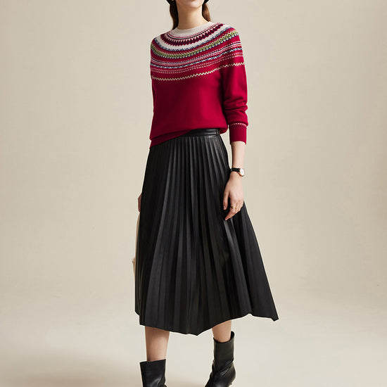 COMOBOCA 100% Wool Women's Fair Isle Sweater