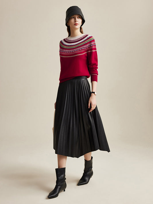 COMOBOCA 100% Wool Women's Fair Isle Sweater