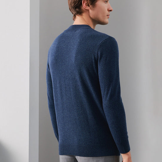 COMOBOCA 100% Cashmere Men's Mock Neck Knit Sweater