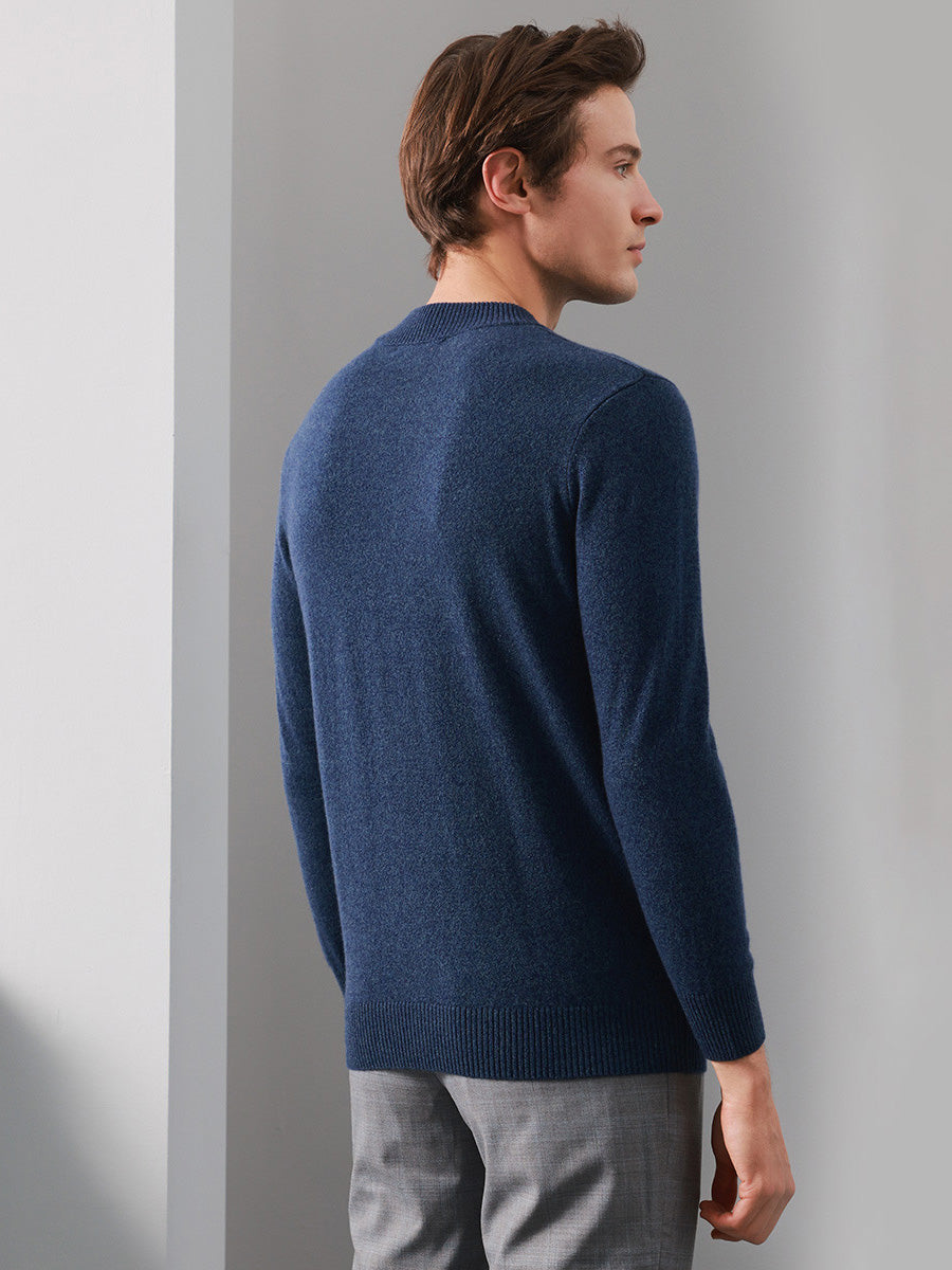 COMOBOCA 100% Cashmere Men's Mock Neck Knit Sweater