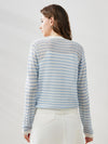 COMOBOCA Women's Striped Ribbed Cardigan