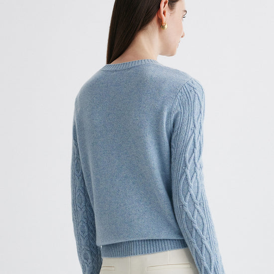 COMOBOCA 100% Cashmere Women's Cable Round Neck Knit Sweater