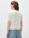 COMOBOCA Women's Floral Embroidered Ribbed Knit T-Shirt