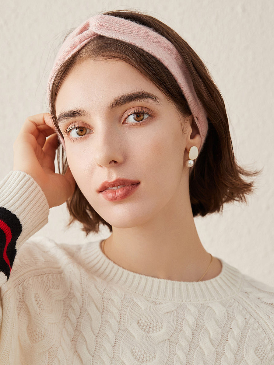 COMOBOCA 100% Cashmere Cozy Knitted Twist Headband