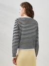 COMOBOCA Women's Striped Ribbed Cardigan