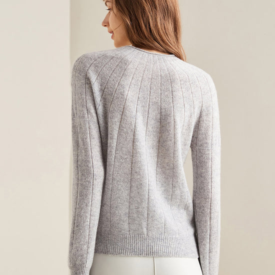 COMOBOCA 100% Cashmere Women's Ribbed Knit Pullover Sweater