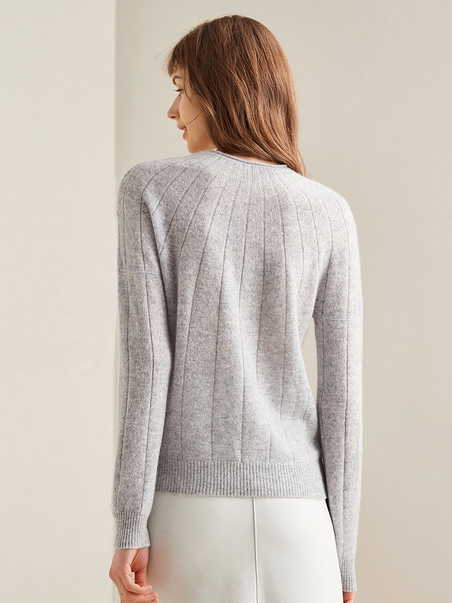 COMOBOCA 100% Cashmere Women's Ribbed Knit Pullover Sweater