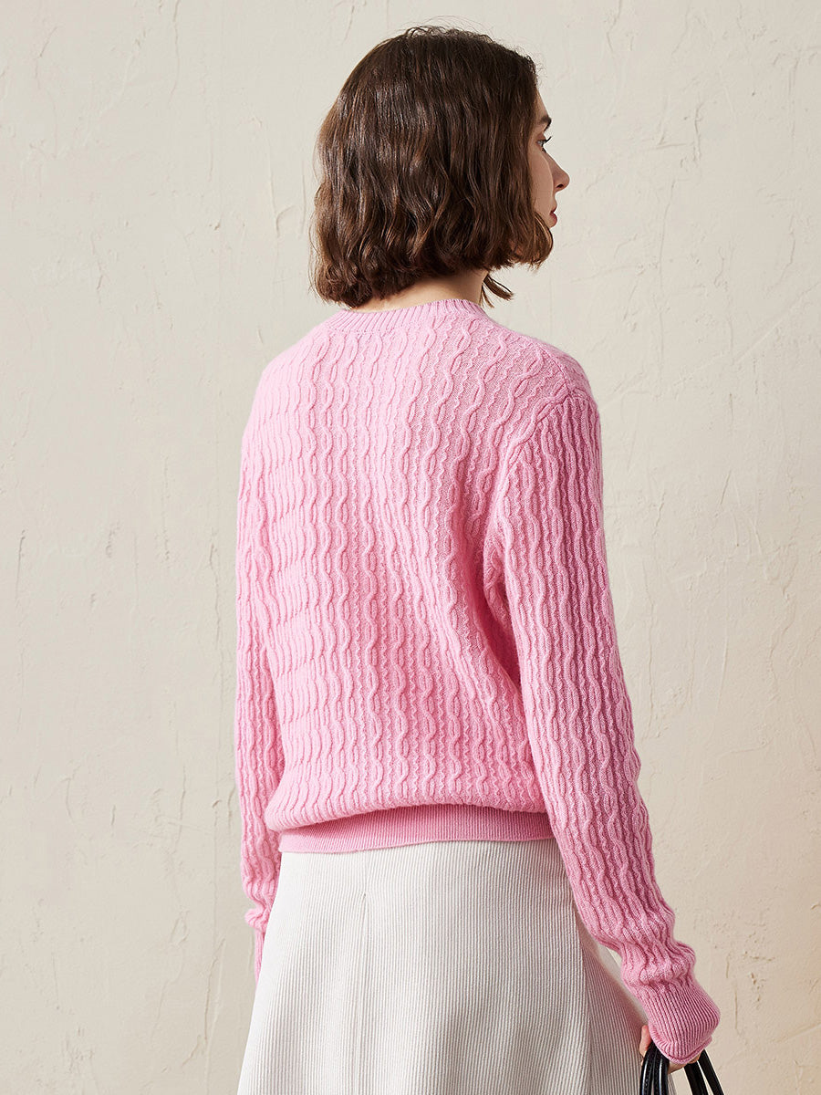 COMOBOCA 100% Cashmere Women's Classic Cable Knit Sweater