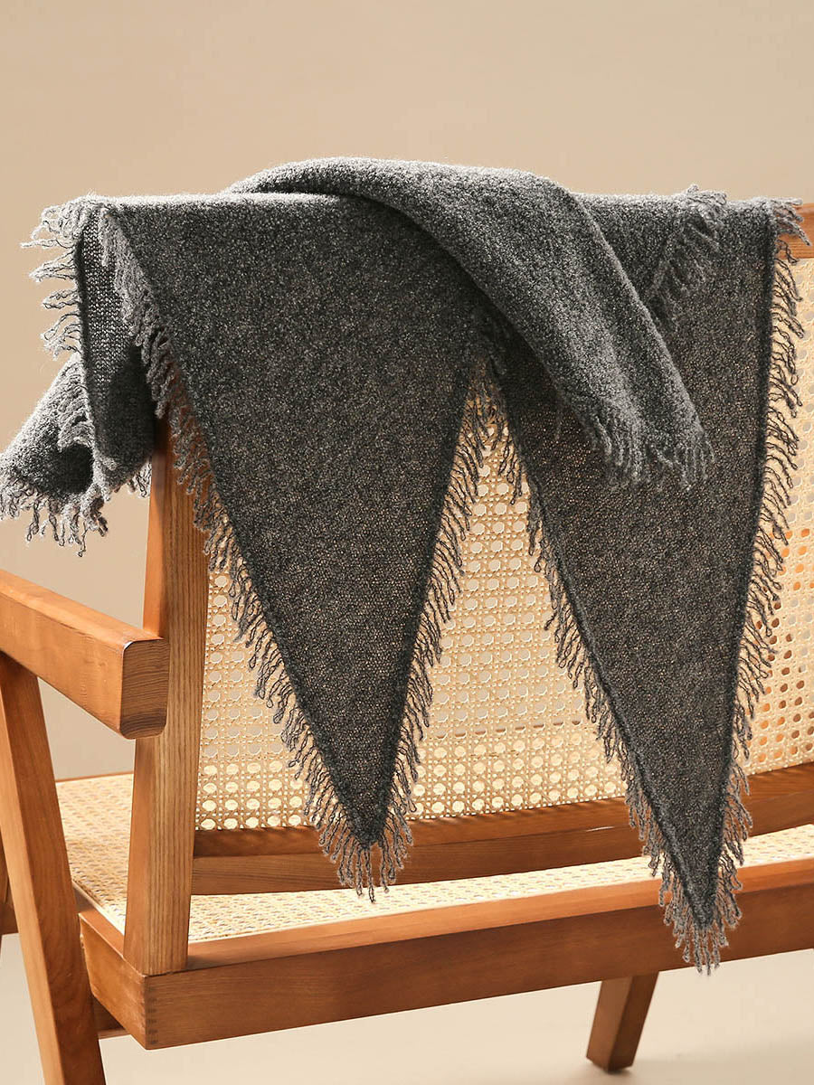 COMOBOCA Women's Fringed Triangle Knit Scarf