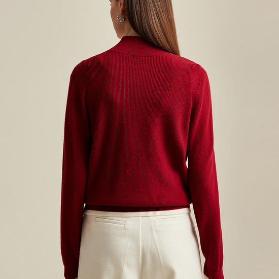 COMOBOCA 100% Cashmere Women's Contrast Trim Dual Zip Pocket Cardigan