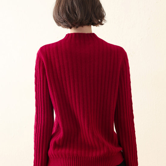 COMOBOCA 100% Cashmere Women's Mock Neck Knit Sweater