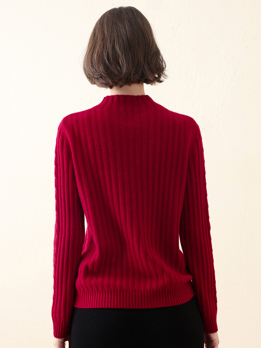 COMOBOCA 100% Cashmere Women's Mock Neck Knit Sweater